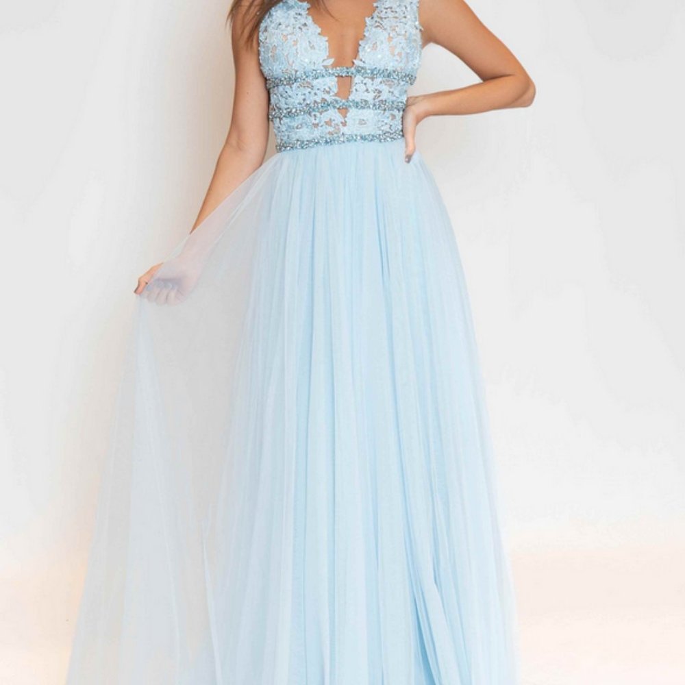 Sherri Hill #53806 Size 0, Color Light Blue